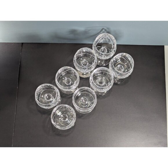 Set Of 8 Clear Pinwheel Crystal Wine Goblets, Bohemian European hand cut crystal - Picture 8 of 10